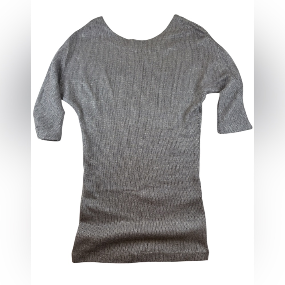 Sparkle & Fade Heathered Gray Knit tunic with Gold Thread